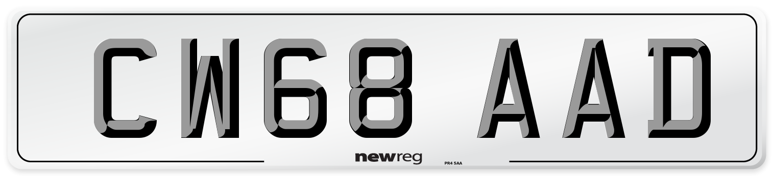 CW68 AAD Number Plate from New Reg